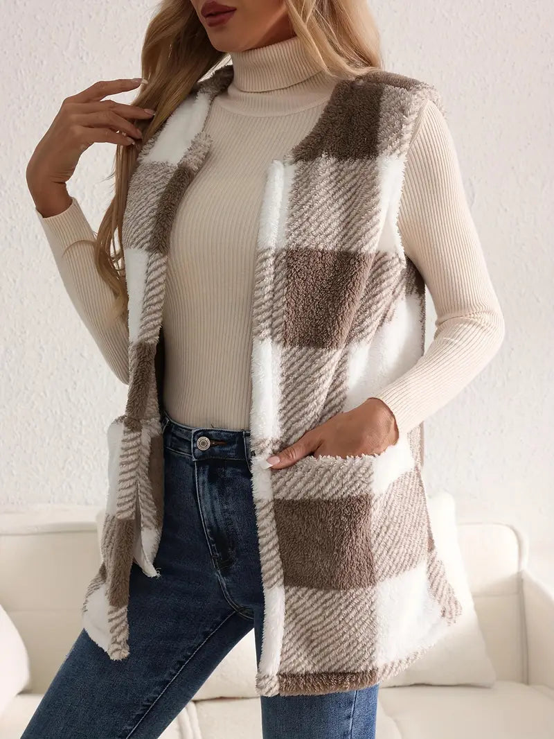 Everette Sherpa Check Vest