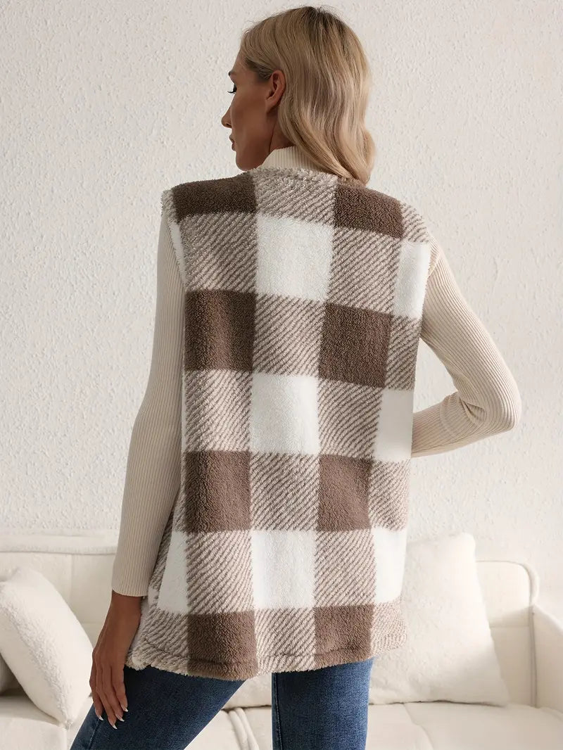 Everette Sherpa Check Vest